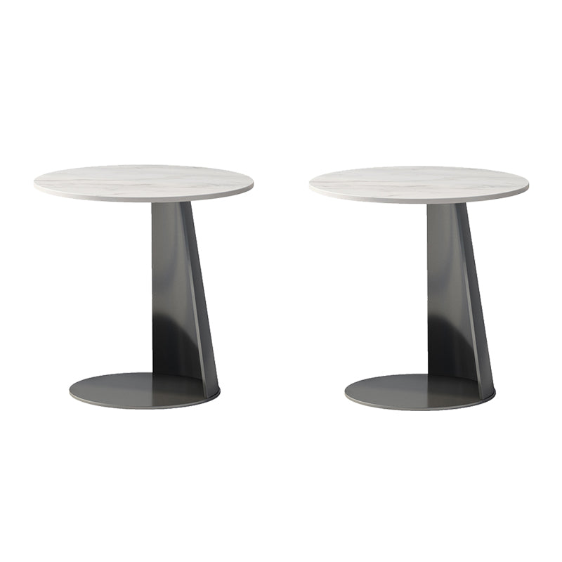 Metal C Side Table Contemporary Round Side End Table with Slate Top