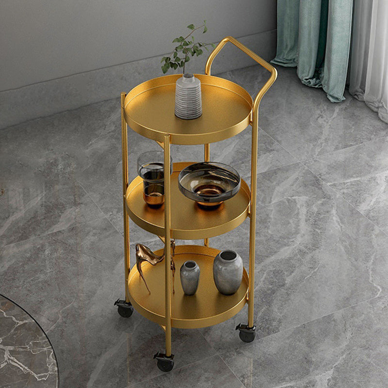 Mid-Century Metal Round Tray Top Side Table 4 Legs End Table with Shelf