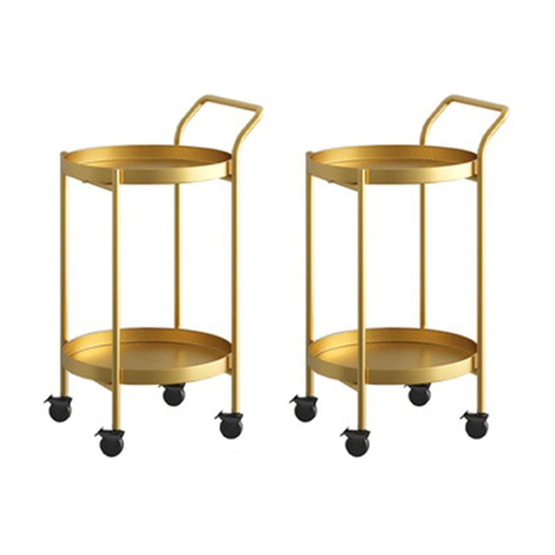 Mid-Century Metal Round Tray Top Side Table 4 Legs End Table with Shelf