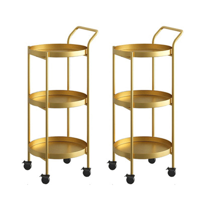 Mid-Century Metal Round Tray Top Side Table 4 Legs End Table with Shelf