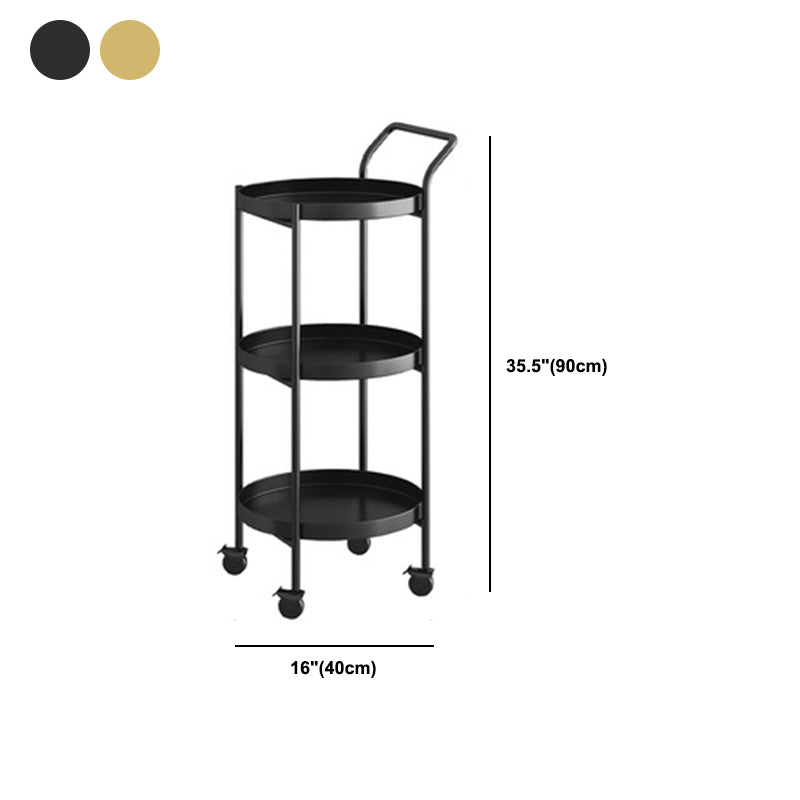 Mid-Century Metal Round Tray Top Side Table 4 Legs End Table with Shelf