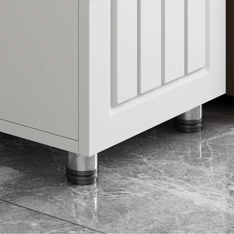 Rectangular Stone Side Table 24.41" Tall 2-Door End Table with Storage