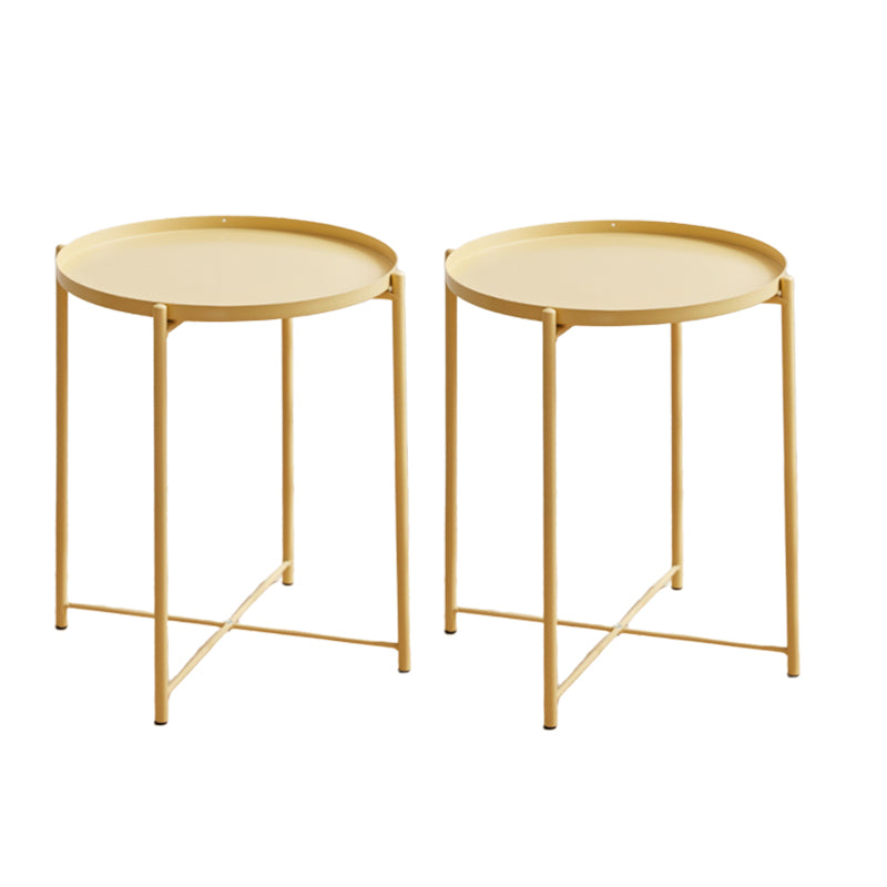 Iron Living Room Side Table Tray Table Pedestal End Table - 16.54" W x 16.54" D x 20.67" H