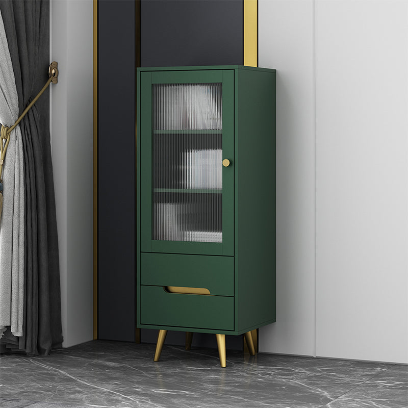 Modern Wooden Accent Cabinet with 2 Drawers and Glass Door Cabinet