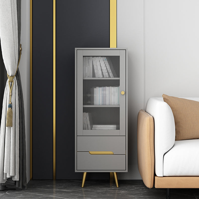 Modern Wooden Accent Cabinet with 2 Drawers and Glass Door Cabinet