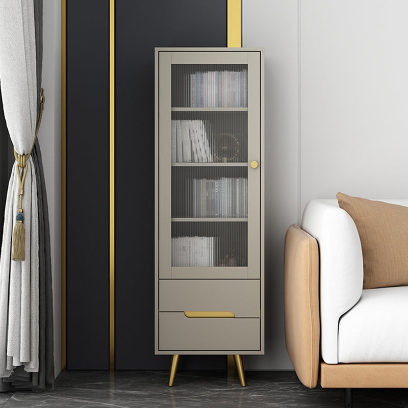 Modern Wooden Accent Cabinet with 2 Drawers and Glass Door Cabinet