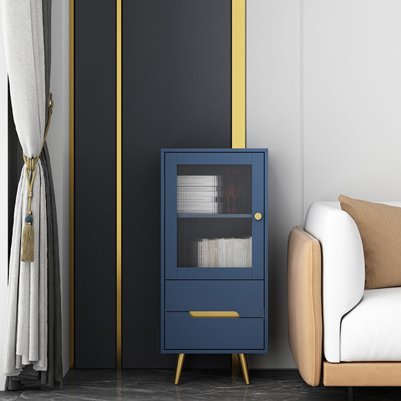 Modern Wooden Accent Cabinet with 2 Drawers and Glass Door Cabinet