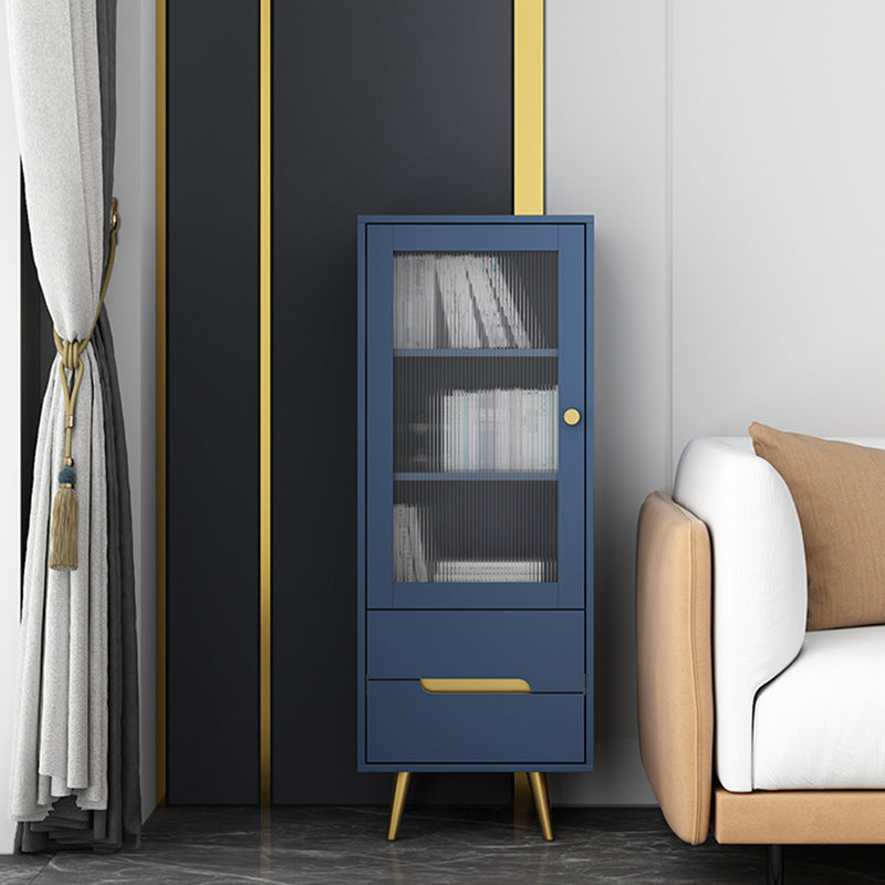 Modern Wooden Accent Cabinet with 2 Drawers and Glass Door Cabinet