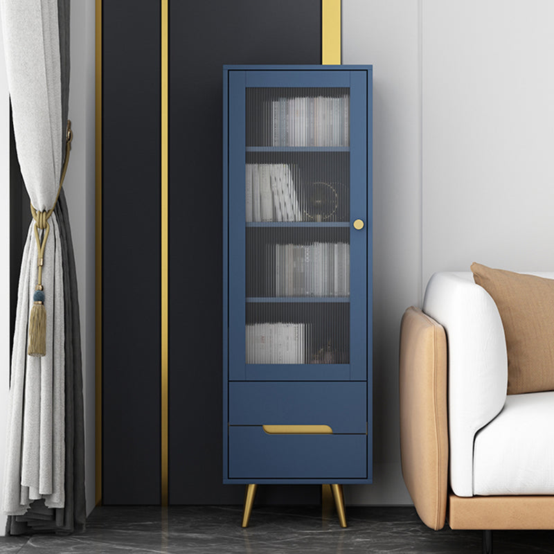 Modern Wooden Accent Cabinet with 2 Drawers and Glass Door Cabinet