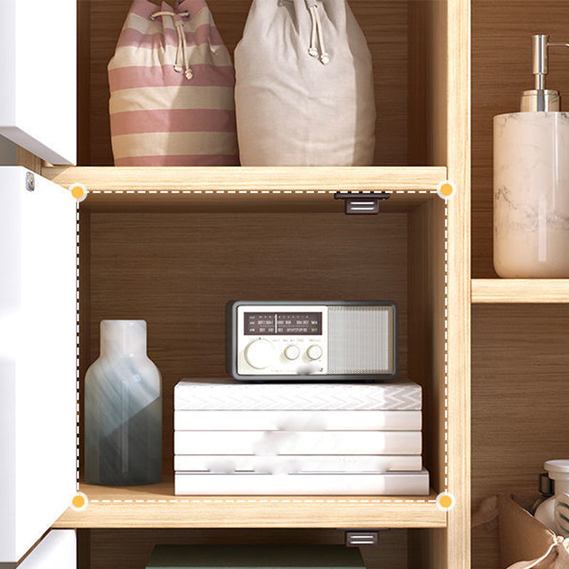 Contemporary Wooden Side Cabinet with Storage Shelves and Doors