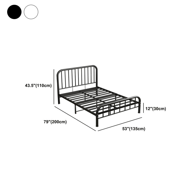 Modern Style Metal in Black/white Slatted Bed with Headboard