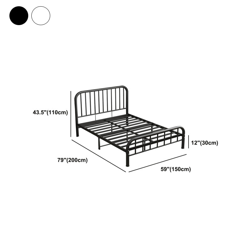 Modern Style Metal in Black/white Slatted Bed with Headboard