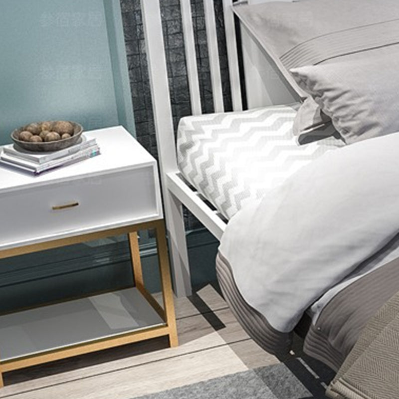 Metal Bed Frame Set Modern 79" L Wire-Grid Open-Frame Bed with Headboard