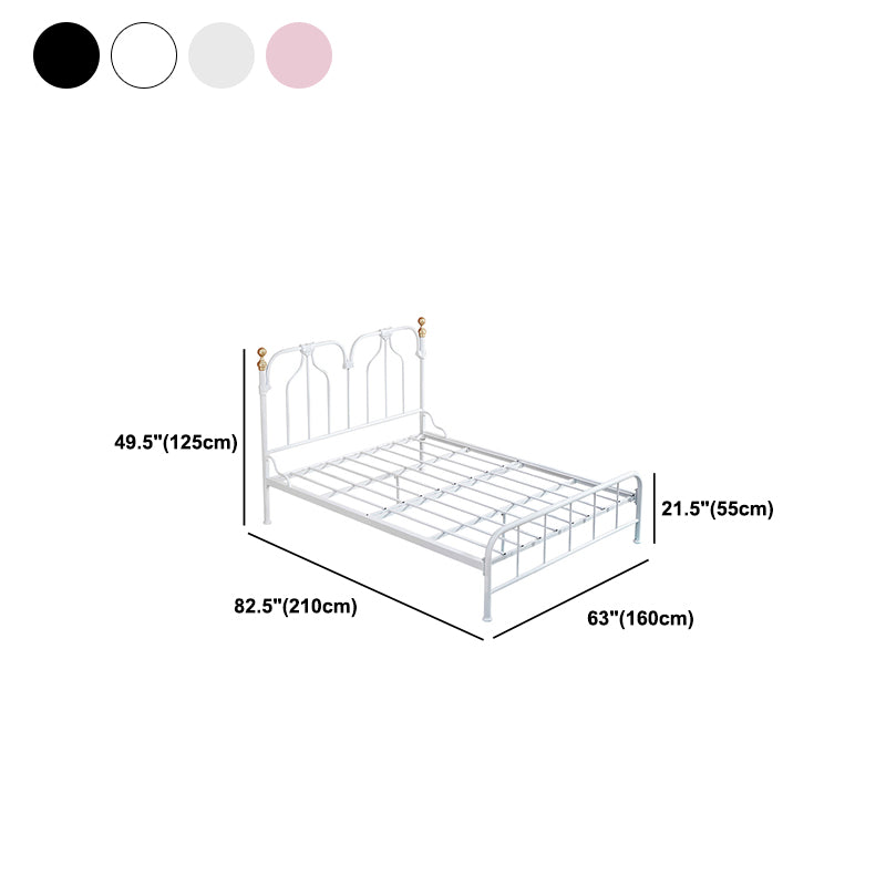 49.21" Modernism Metal Bed with Headboard Low Profile Standard Bed