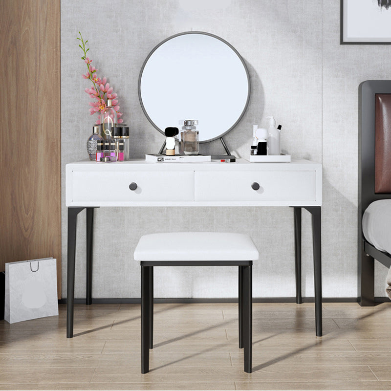Metal Vanity Set with Stool and Mirror in Black/White Vanity