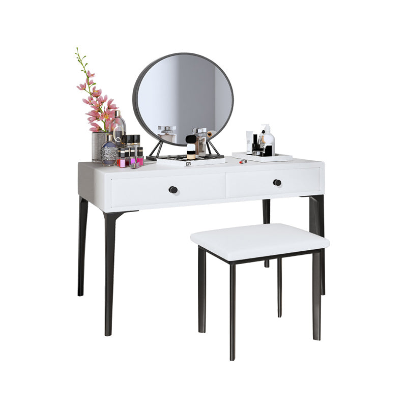 Metal Vanity Set with Stool and Mirror in Black/White Vanity