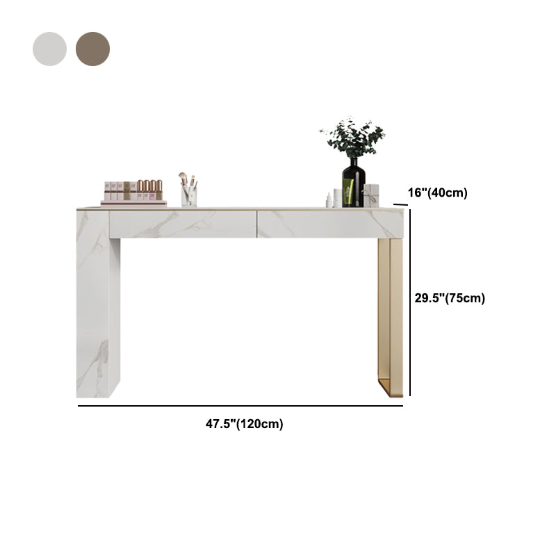 Two Piece Luxurious Vanity Set Stainless Steel and Stone Dresser
