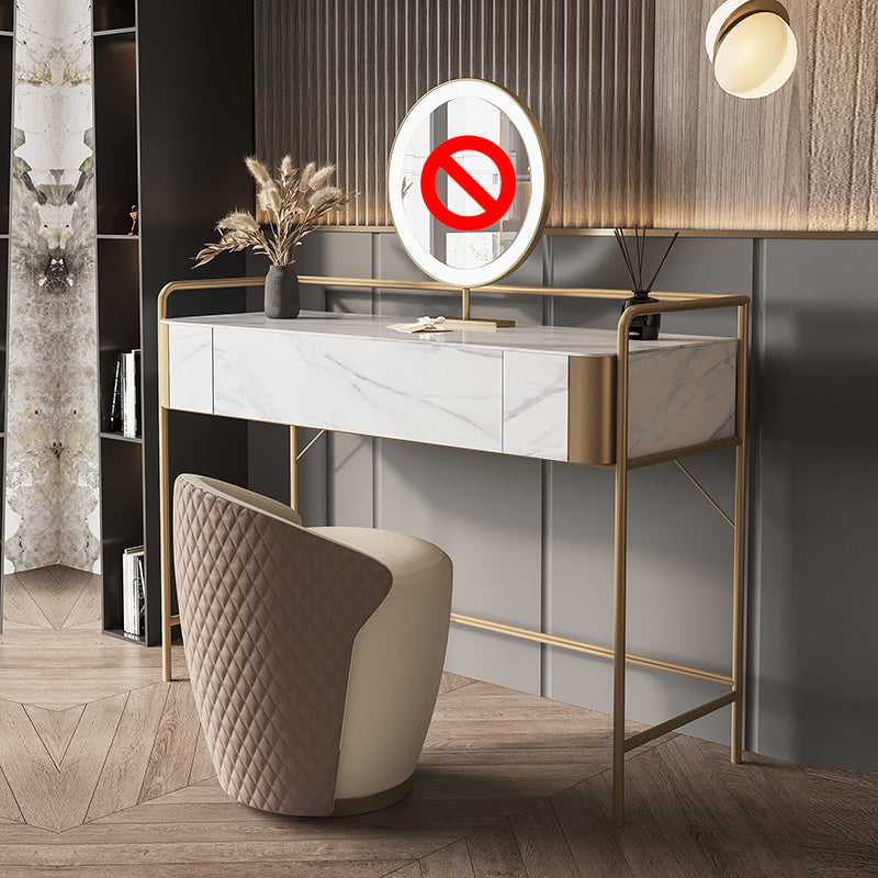 1 Storage Drawer Make-up Vanity Metal and Stone Dressing Table