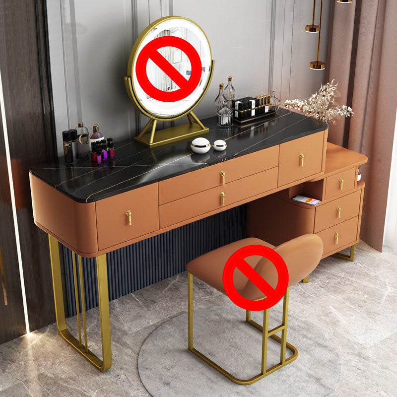 Luxurious 7 Drawers Dresser 29.52" High Vanity Set with Padded Stool