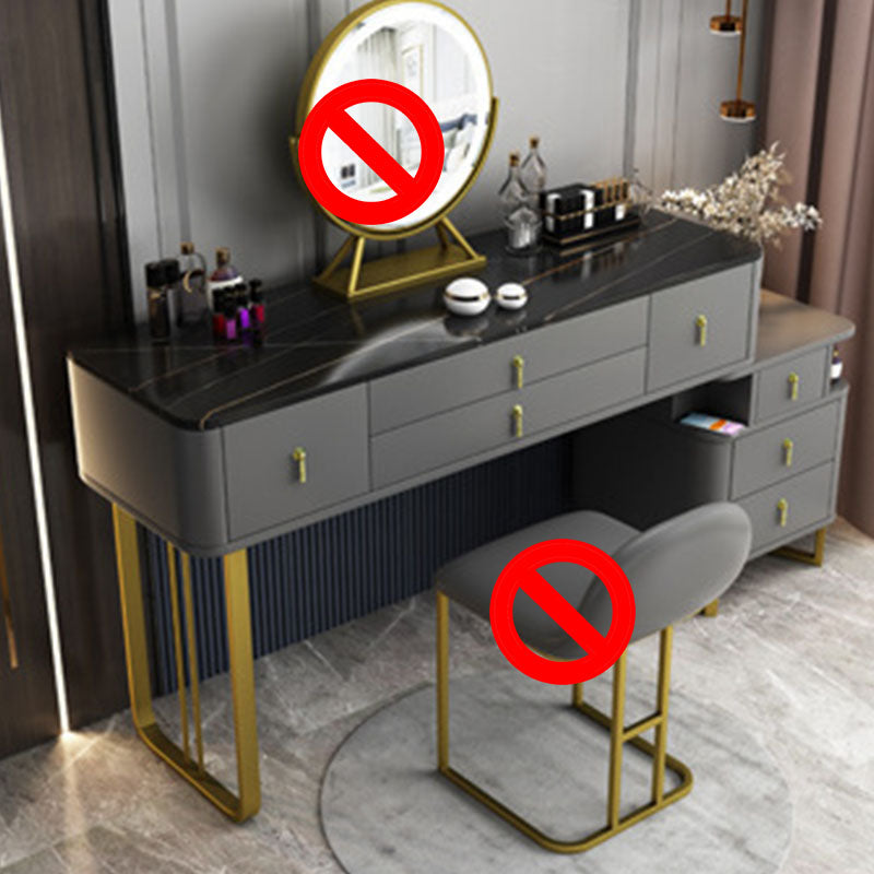 Luxurious 7 Drawers Dresser 29.52" High Vanity Set with Padded Stool