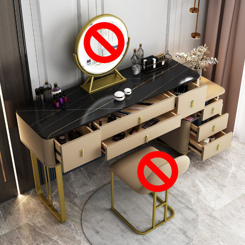 Luxurious 7 Drawers Dresser 29.52" High Vanity Set with Padded Stool