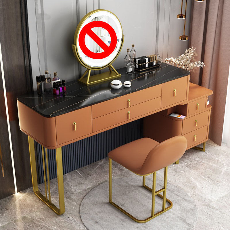 Luxurious 7 Drawers Dresser 29.52" High Vanity Set with Padded Stool