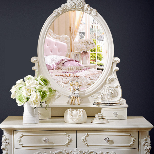 4 Drawers White/Blak/ /Golden MakeupTable Stool Set, 18.89" W x 63.77" H