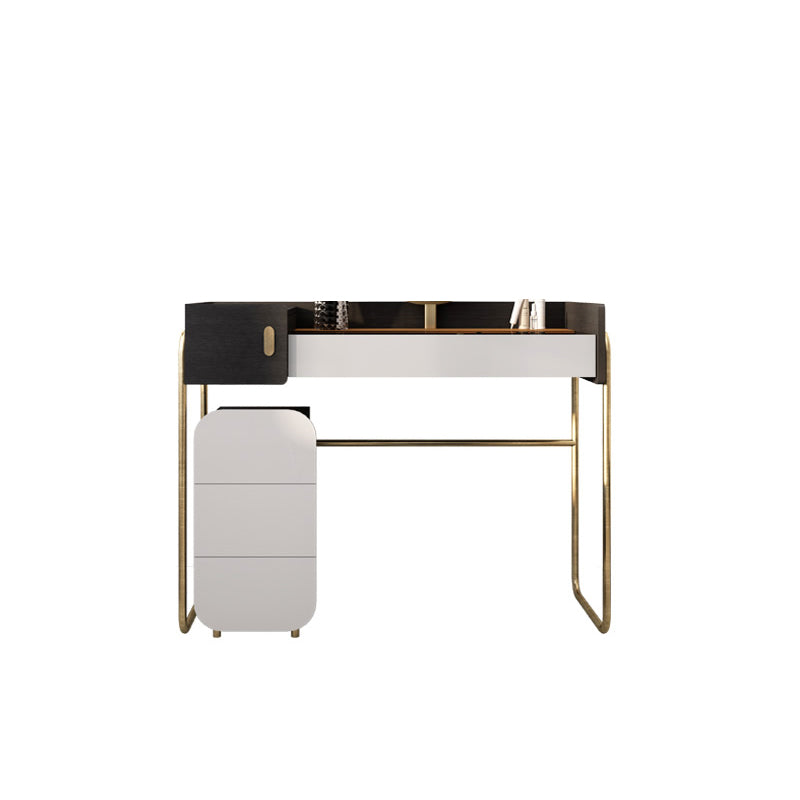 Tempered Glass Countertop Black/white Base with 4 Drawer Dresser