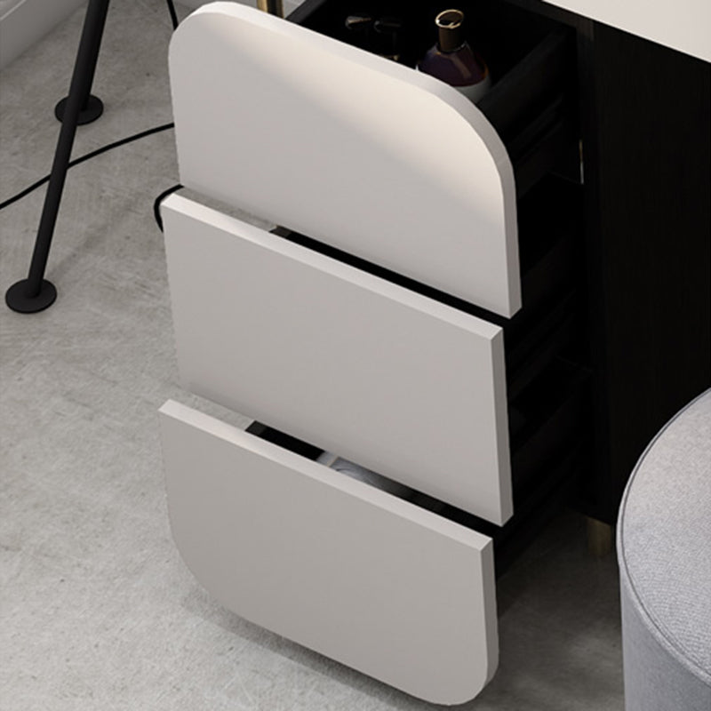 Tempered Glass Countertop Black/white Base with 4 Drawer Dresser