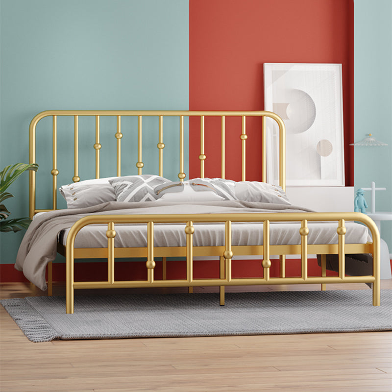 Modern Metal Slat Bed, High Profile Standard with Rectangular Headboard