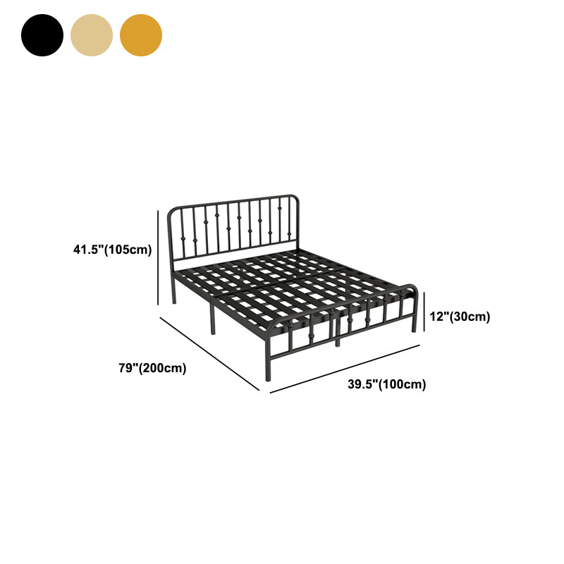 Modern Metal Slat Bed, High Profile Standard with Rectangular Headboard