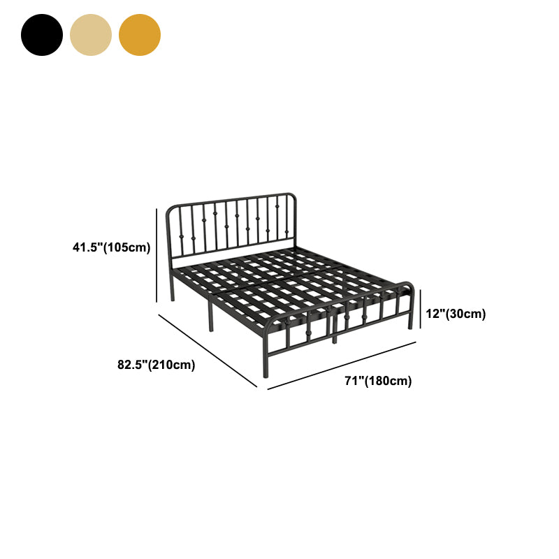 Modern Metal Slat Bed, High Profile Standard with Rectangular Headboard