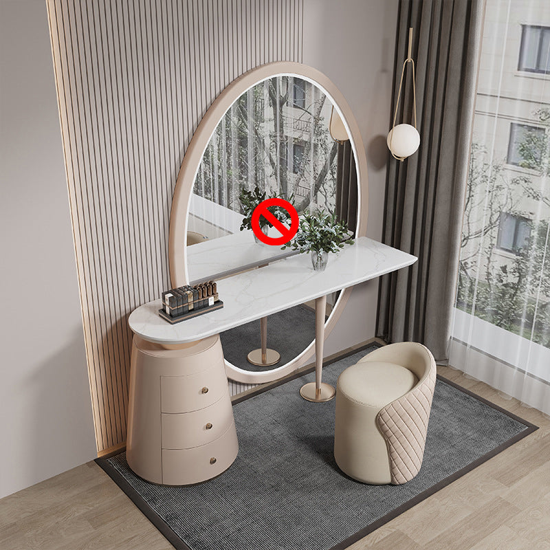 3 Drawers White Makeup Vanity Dressing Table Stool Set, 17.71" W x 29.52" H
