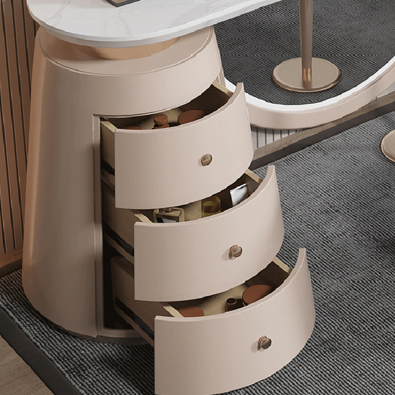 3 Drawers White Makeup Vanity Dressing Table Stool Set, 17.71" W x 29.52" H