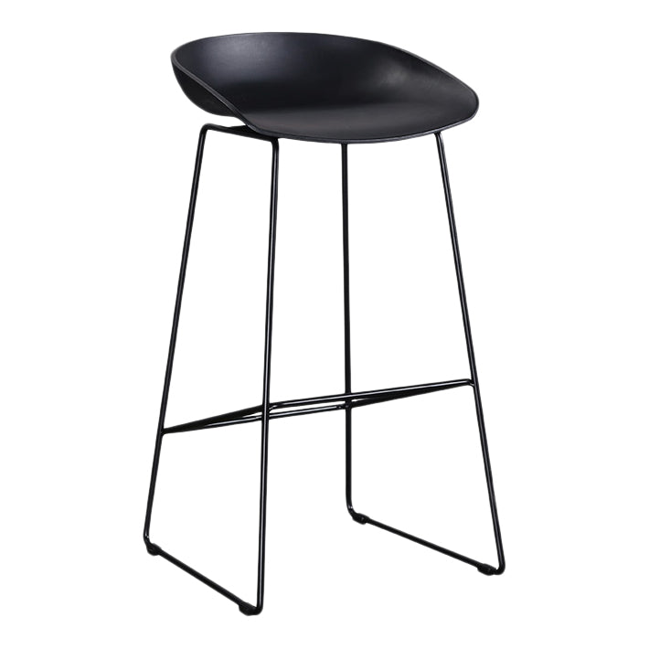 Industrial Low Back Bar Stool Metal Bar Stools in Black for Home Use
