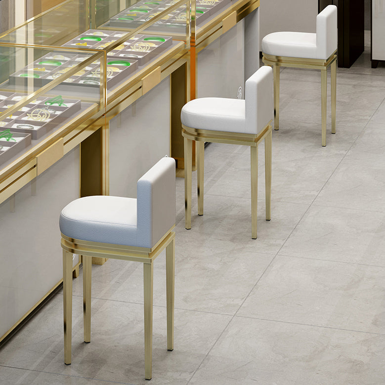 Glam Upholstered Counter Height Stool Metal Bar Stool for Kitchen