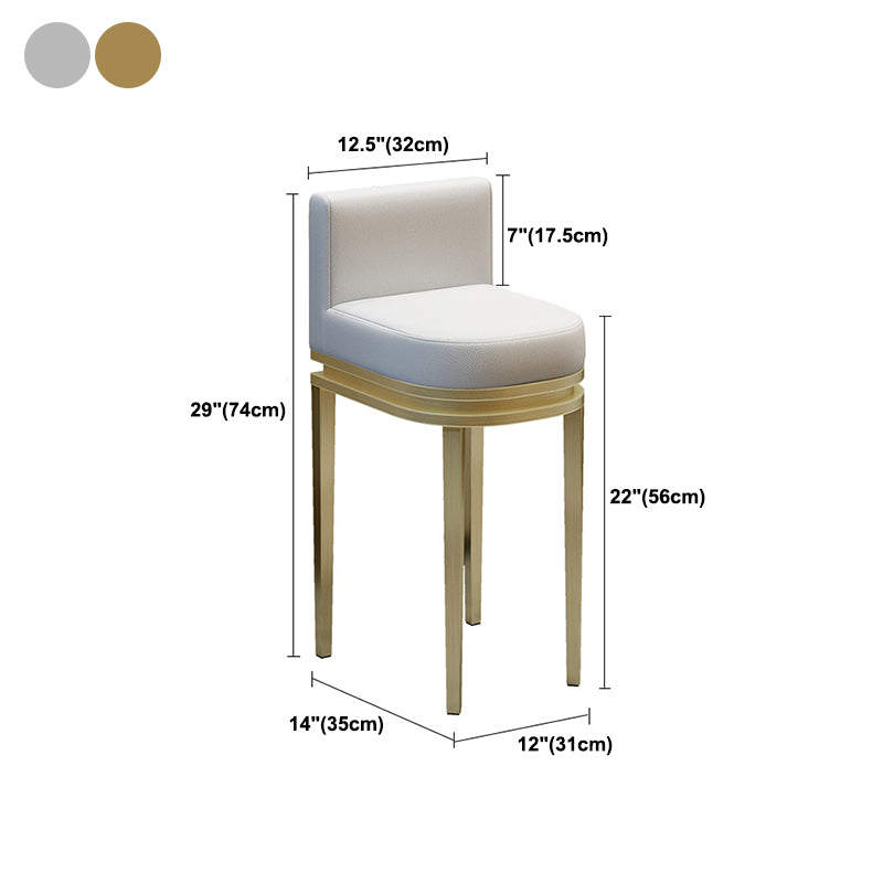 Glam Upholstered Counter Height Stool Metal Bar Stool for Kitchen