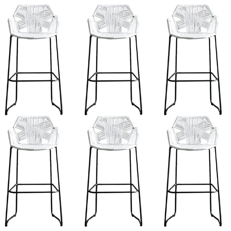 Scandinavian Plastic Rattan Bar Stool Armed Bucket Stool with Metal Legs
