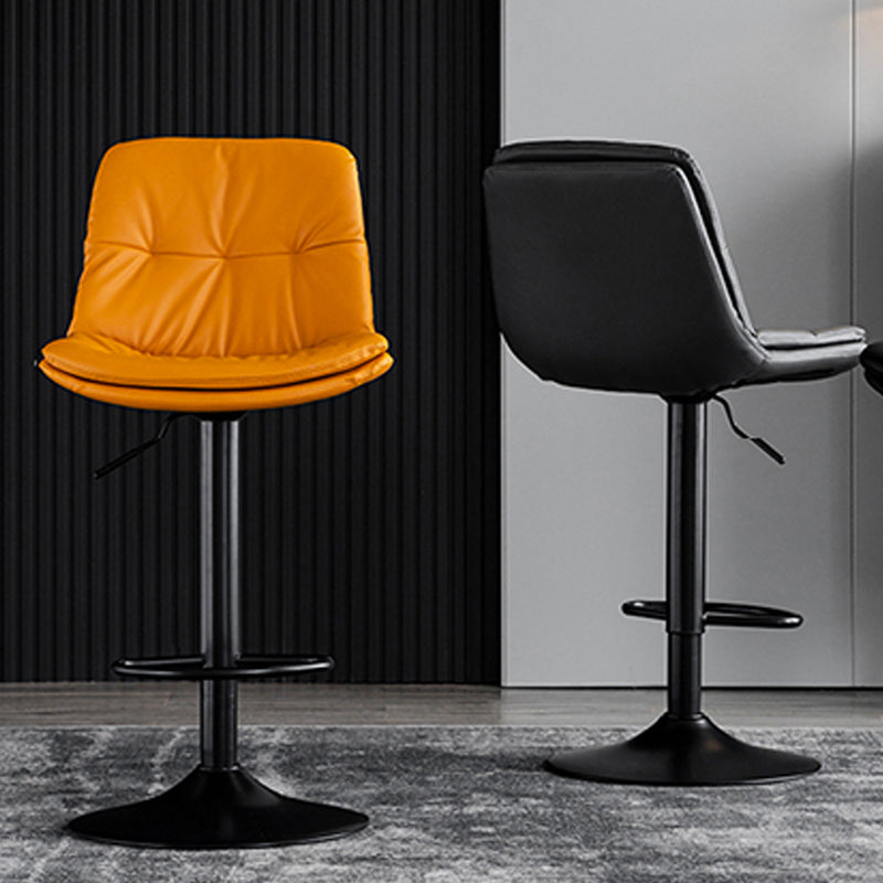 Industrial Metal Barstool Faux Leather Counter Stool With Chrome Base