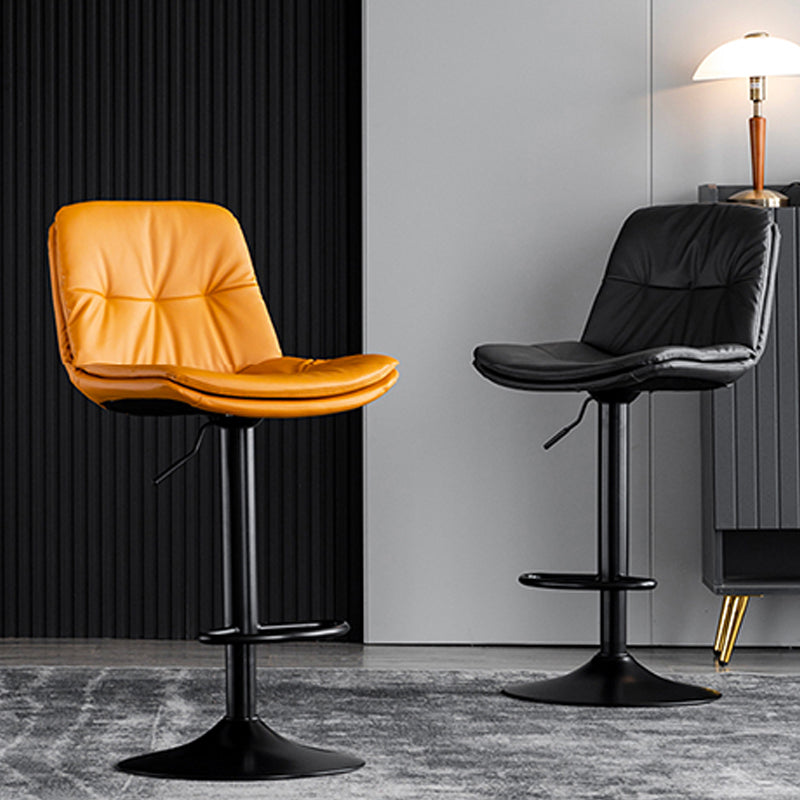 Industrial Metal Barstool Faux Leather Counter Stool With Chrome Base