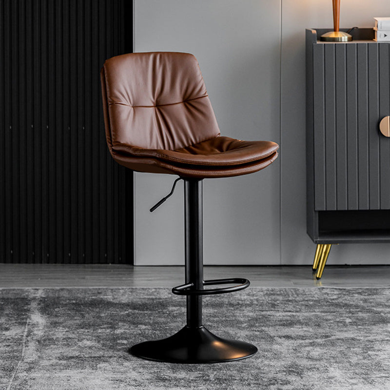 Industrial Metal Barstool Faux Leather Counter Stool With Chrome Base