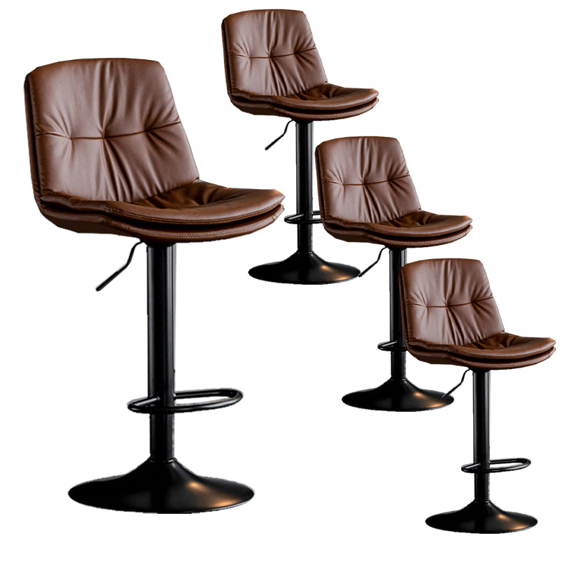 Industrial Metal Barstool Faux Leather Counter Stool With Chrome Base