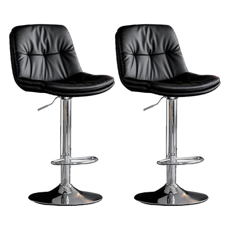 Industrial Metal Barstool Faux Leather Counter Stool With Chrome Base