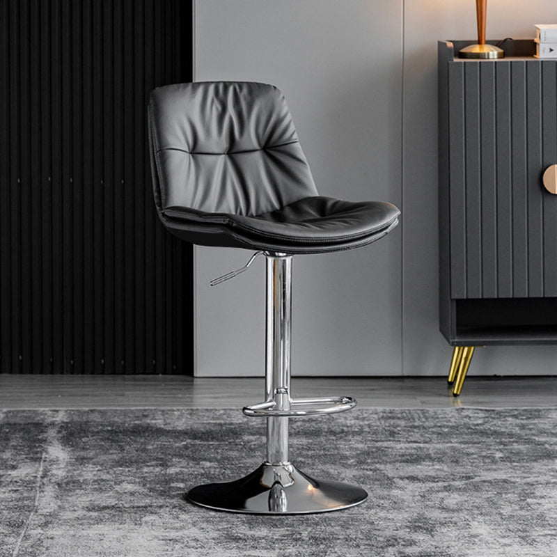 Industrial Metal Barstool Faux Leather Counter Stool With Chrome Base