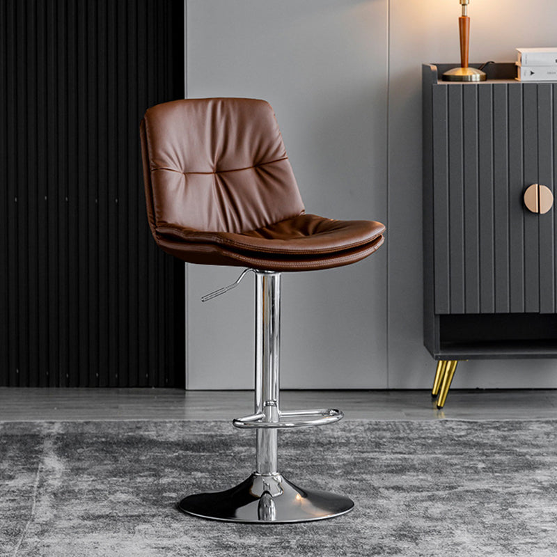 Industrial Metal Barstool Faux Leather Counter Stool With Chrome Base