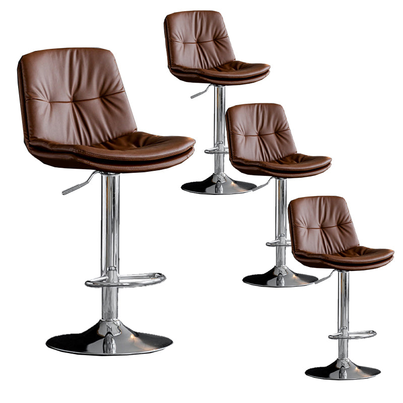 Industrial Metal Barstool Faux Leather Counter Stool With Chrome Base