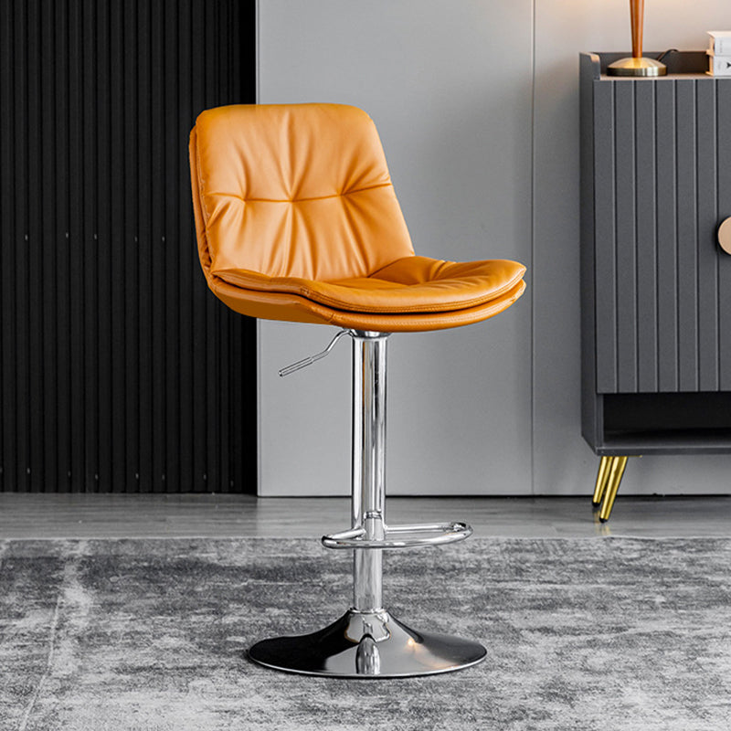 Industrial Metal Barstool Faux Leather Counter Stool With Chrome Base