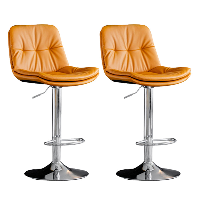 Industrial Metal Barstool Faux Leather Counter Stool With Chrome Base