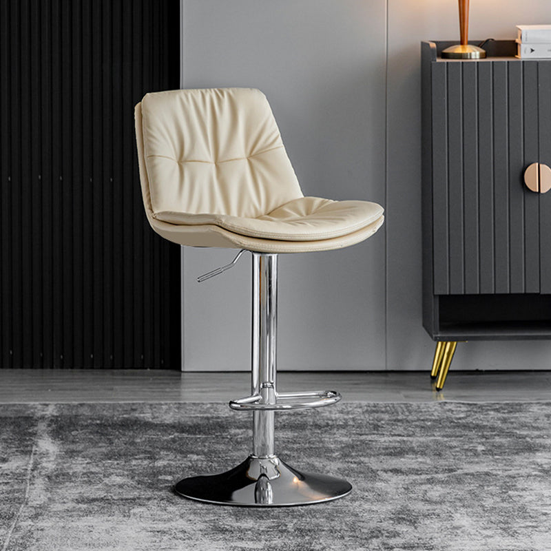 Industrial Metal Barstool Faux Leather Counter Stool With Chrome Base