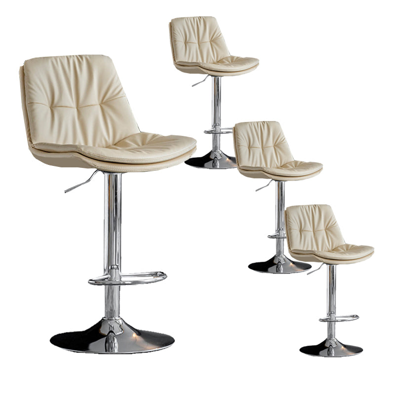 Industrial Metal Barstool Faux Leather Counter Stool With Chrome Base